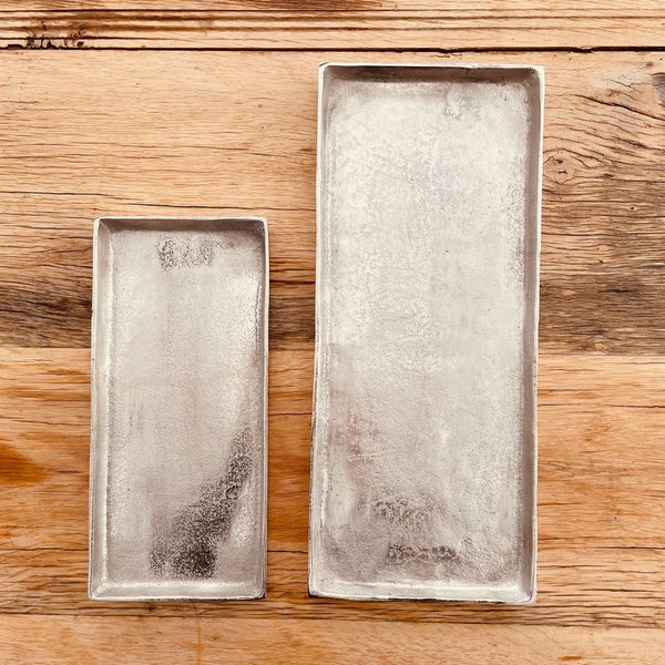 Tablett aus Aluminium Silber (B/H/T) 31x2x14cm